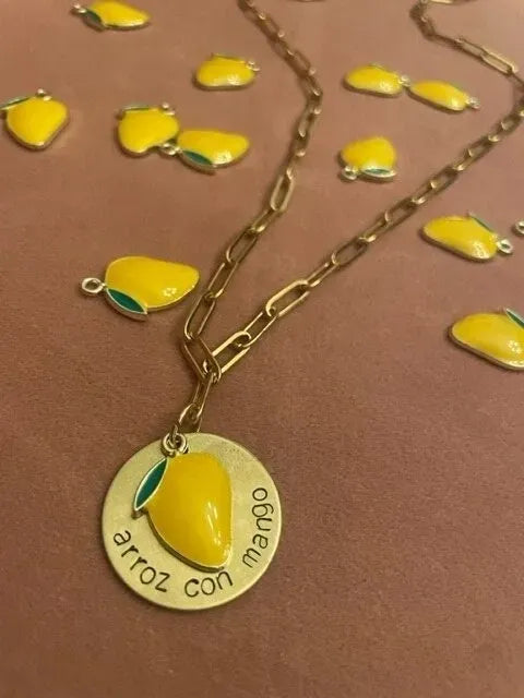 Arroz Con Mango Necklace - Mother's Day Gift, Cuban Jewelry, Miami Jewelry, 305, Paperclip Link