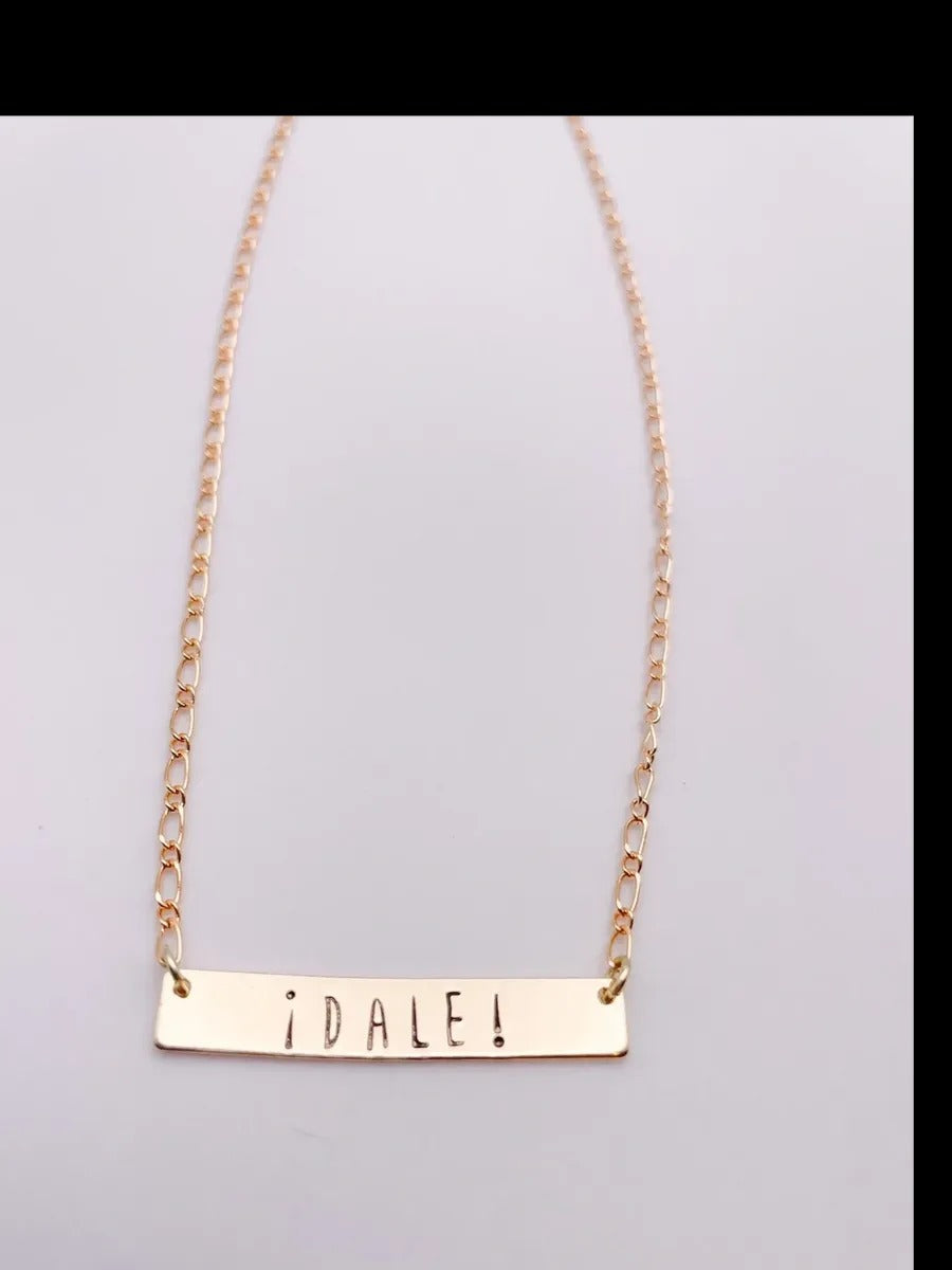 Dale Name Bar Necklace - Cuban Link - Cuban Name Bar Necklace - Cuban Sayings - Cuban Jewelry