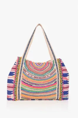 Copper Tan Evil Eye Embellished Tote