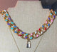 Color Cuban Link Choker Chain with Lock Pendant - Mother's Day Gift, Cuban Jewelry, Miami Jewelry, 305, Cuban Link Necklace