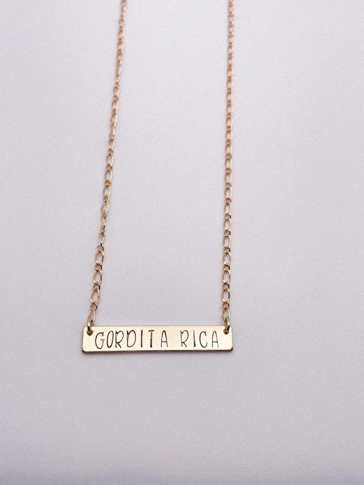 Gordita Rica Name Bar Necklace - Cuban Link - Cuban Name Bar Necklace - Cuban Sayings - Cuban Jewelry