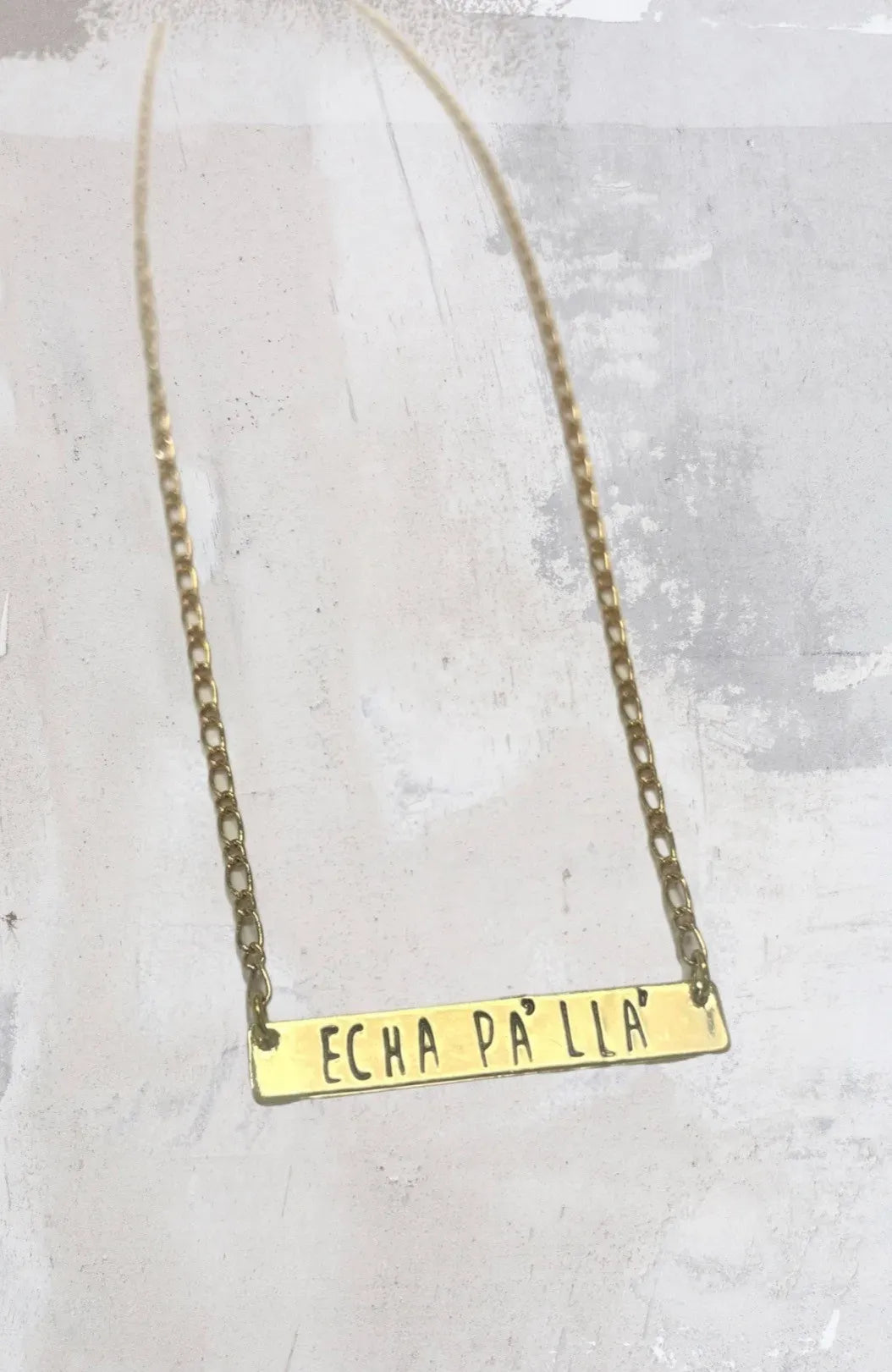 Echa Pa'lla Name Bar Necklace - Mother's Day Gift, Cuban Jewelry, Miami Jewelry, 305, Cuban Link, Mal de Ojo, Evil Eye