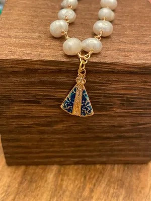 Virgen de la Caridad del Cobre Necklace Fresh Water Pearls