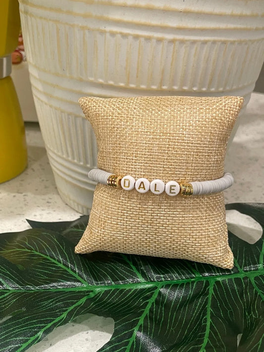 Heishi Bead Bracelet - Dale- Clay Bead Bracelet - Stackable Bracelets - Stretch Bead Bracelet - Cuban Sayings - Cuban Bracelet - Cuban Link