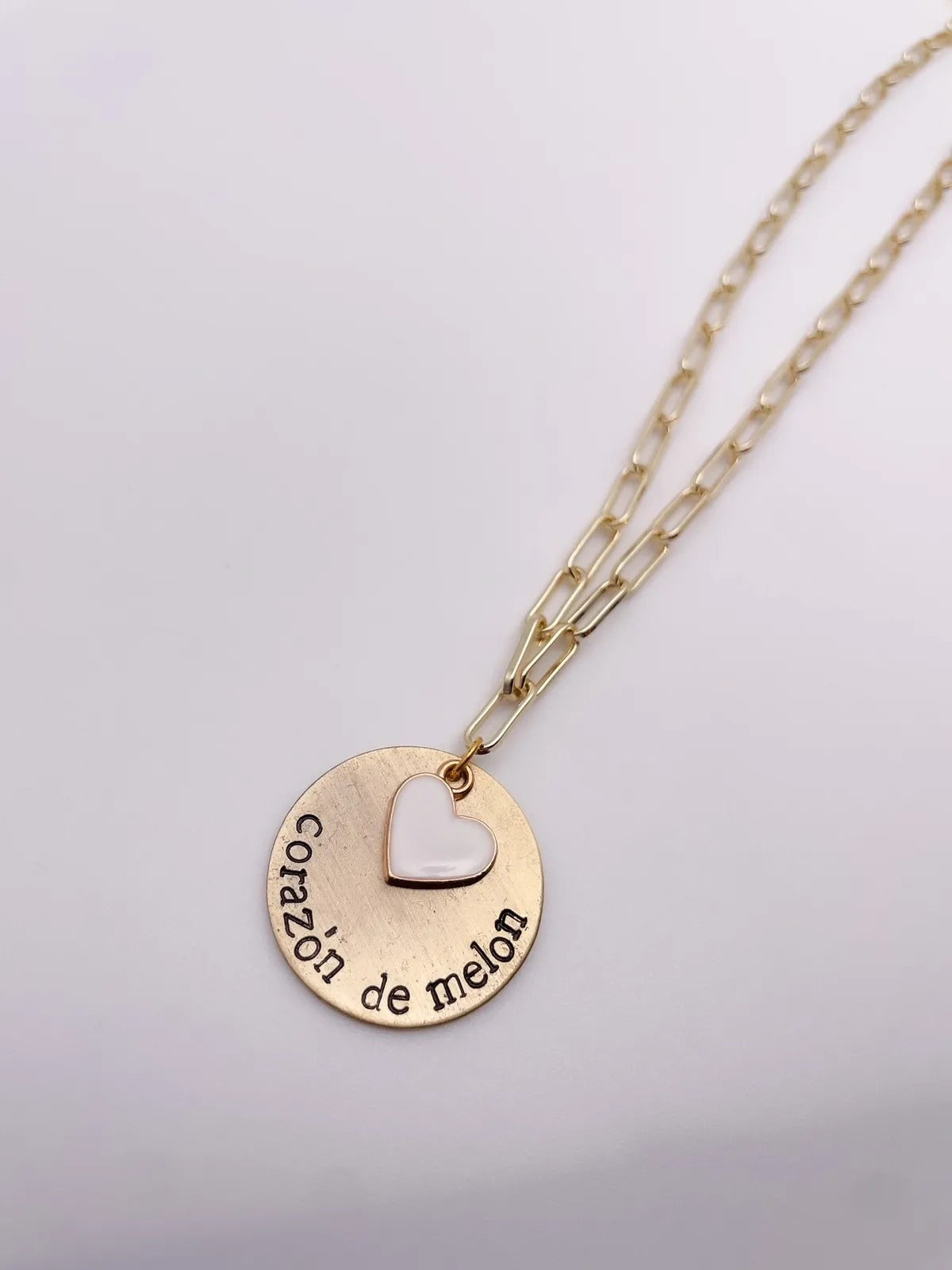 Corazon de Melon Necklace - Mother's Day Gift, Cuban Jewelry, Miami Jewelry, 305, Paperclip Link