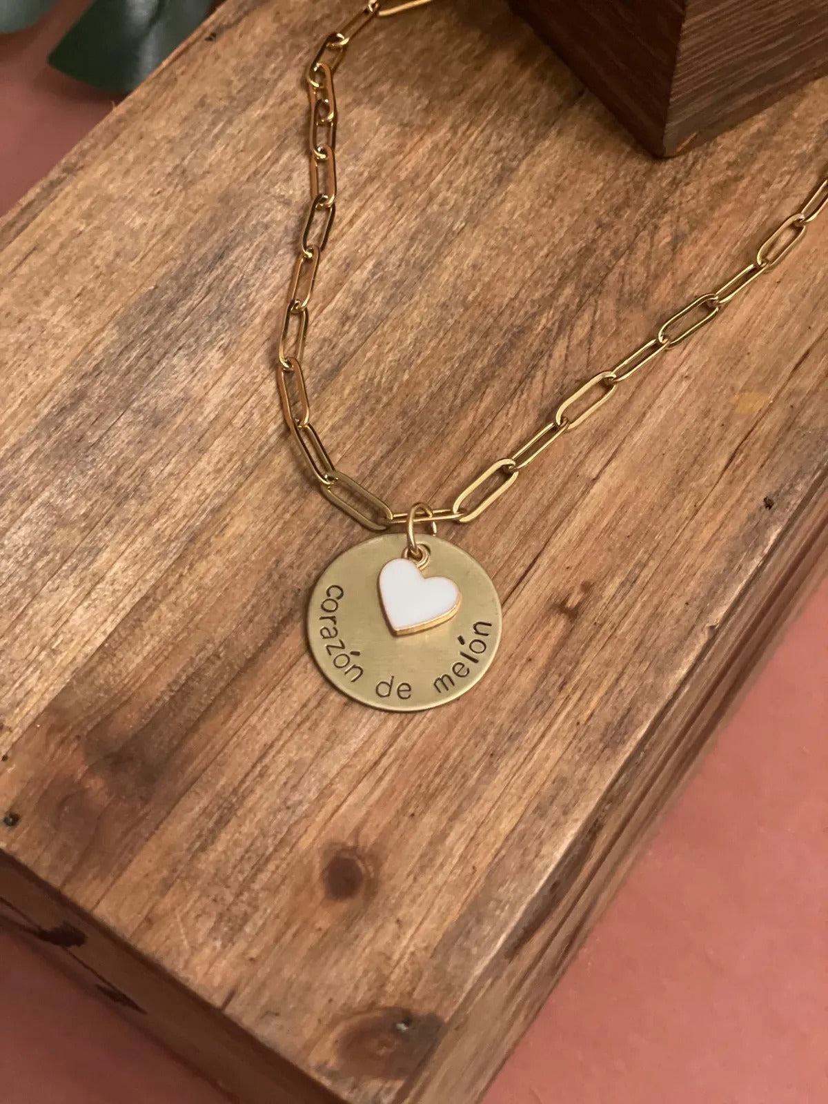 Corazon de Melon Necklace - Mother's Day Gift, Cuban Jewelry, Miami Jewelry, 305, Paperclip Link