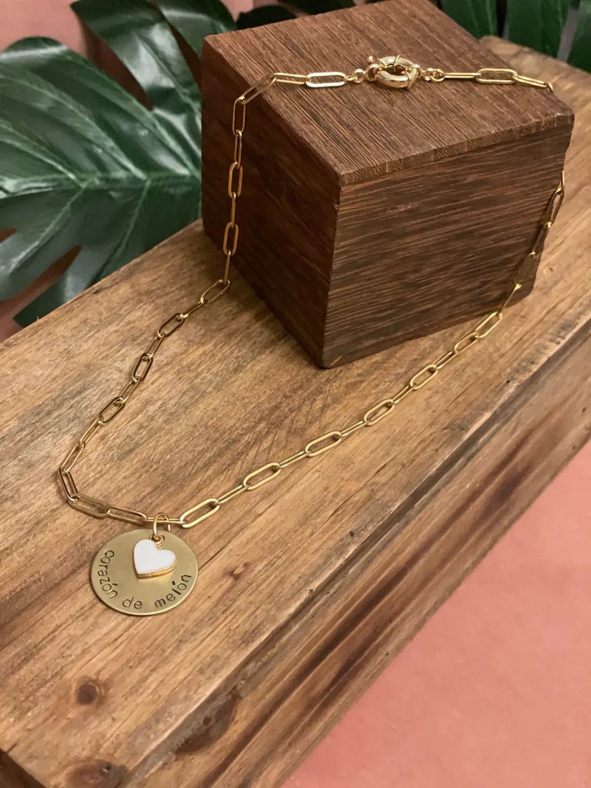 Corazon de Melon Necklace - Mother's Day Gift, Cuban Jewelry, Miami Jewelry, 305, Paperclip Link