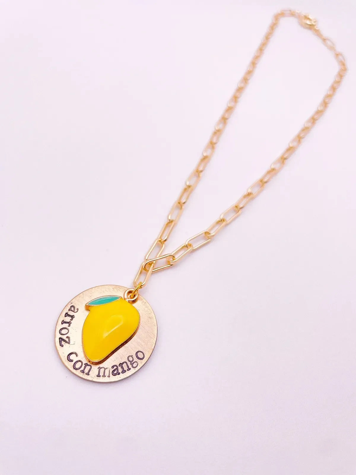 Arroz Con Mango Necklace - Mother's Day Gift, Cuban Jewelry, Miami Jewelry, 305, Paperclip Link