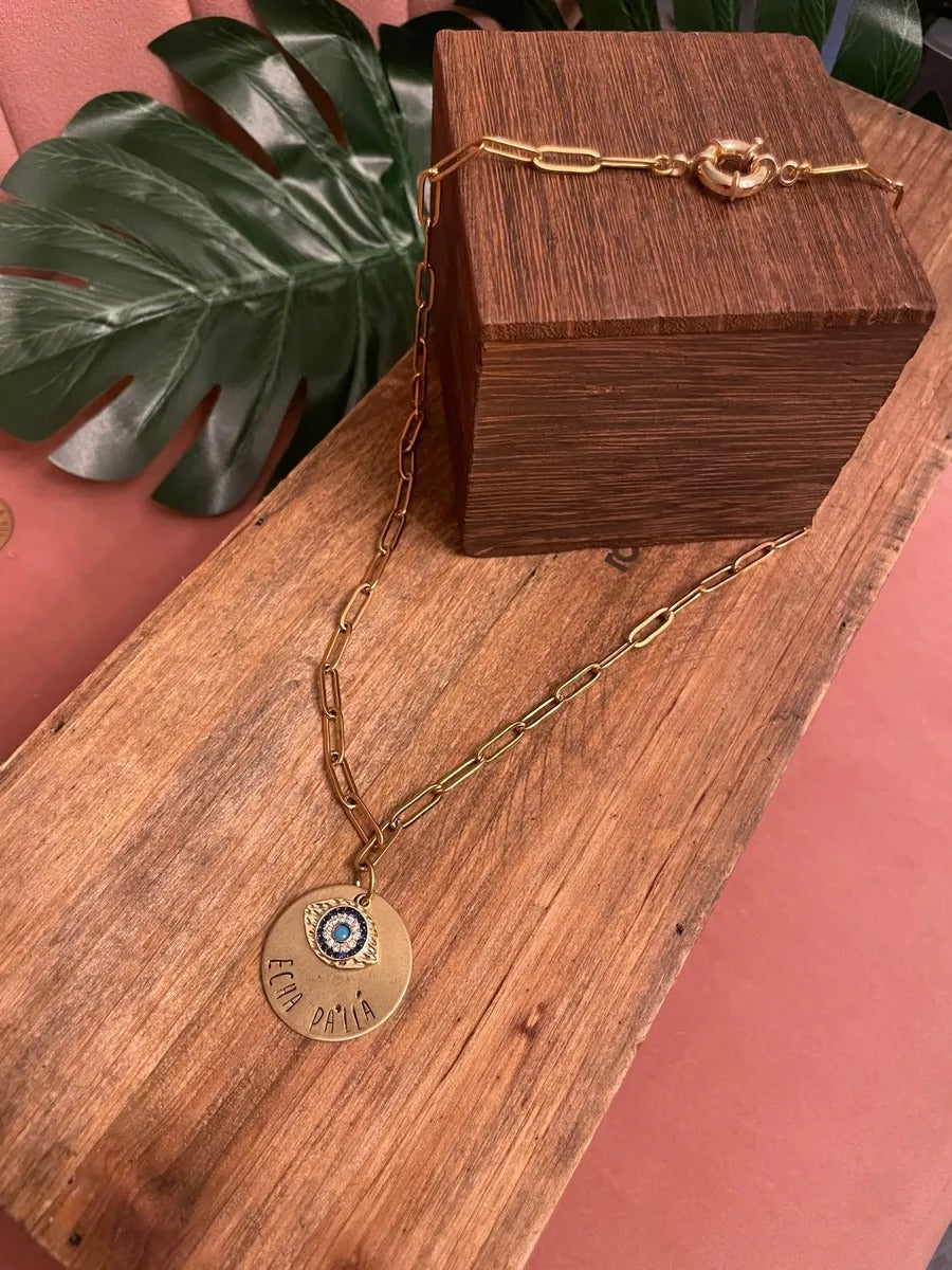 Evil Eye Necklace - Echa Pa'Llá - Mal de Ojo - Cuban Link - Cuban Jewelry - Paperclip Link
