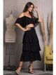 Black Layered Spaghetti Strap Crop Top and Skirt Set